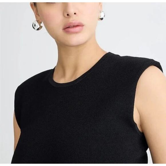 J.Crew Sleeveless Sweater Dress in Stretch Viscose Blend Black Size Medium NEW - Picture 2 of 7